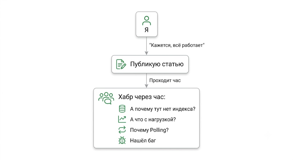  Момент, которого я одновременно жду и немного боюсь — первая настоящая проверка проекта людьми, которые видят его впервые.